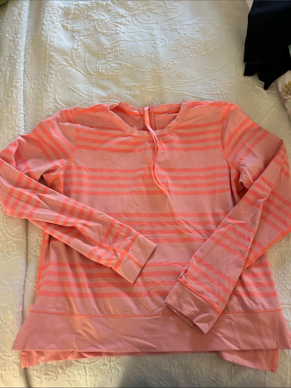 lululemon athletica Pink and Coral Striped Pullover Hoodie